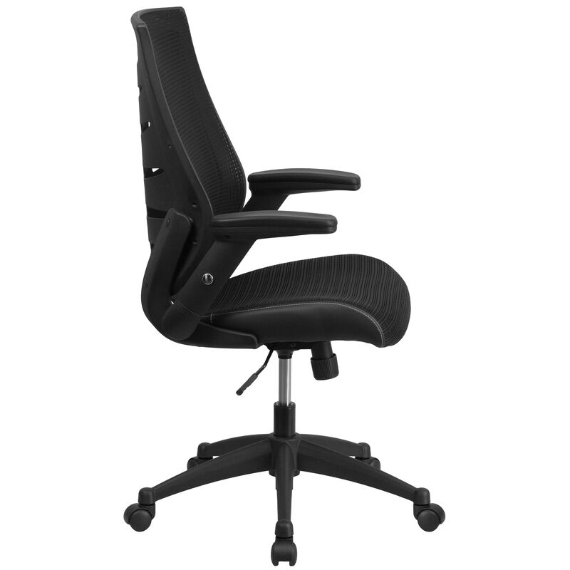 Kale High Back Designer Black Mesh Executive Swivel Ergonomic Office Chair with Height Adjustable Flip-Up Arms image number 6