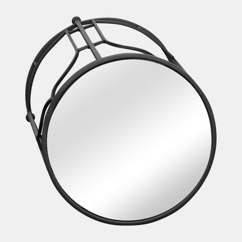 23 Inch Modern Side Table, Glass Top, Geometric Design, Set of 2, Black