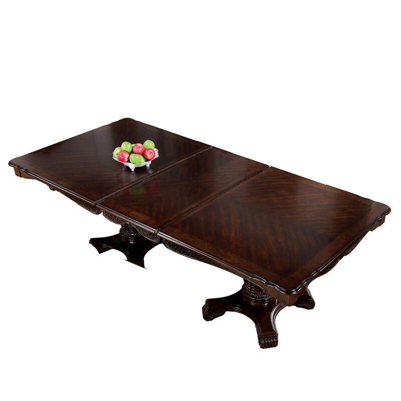 Zenie Dining Table, Extension Leaf, 77-95 Inch, Cherry Brown Solid Wood image number 2