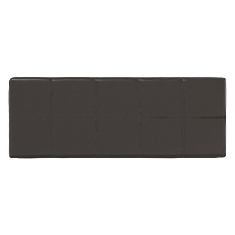 Kingsley 48 inch Wide Transitional Rectangle Large Storage Ottoman in Coffee Brown Vegan Faux Leather, Assembled image number 5
