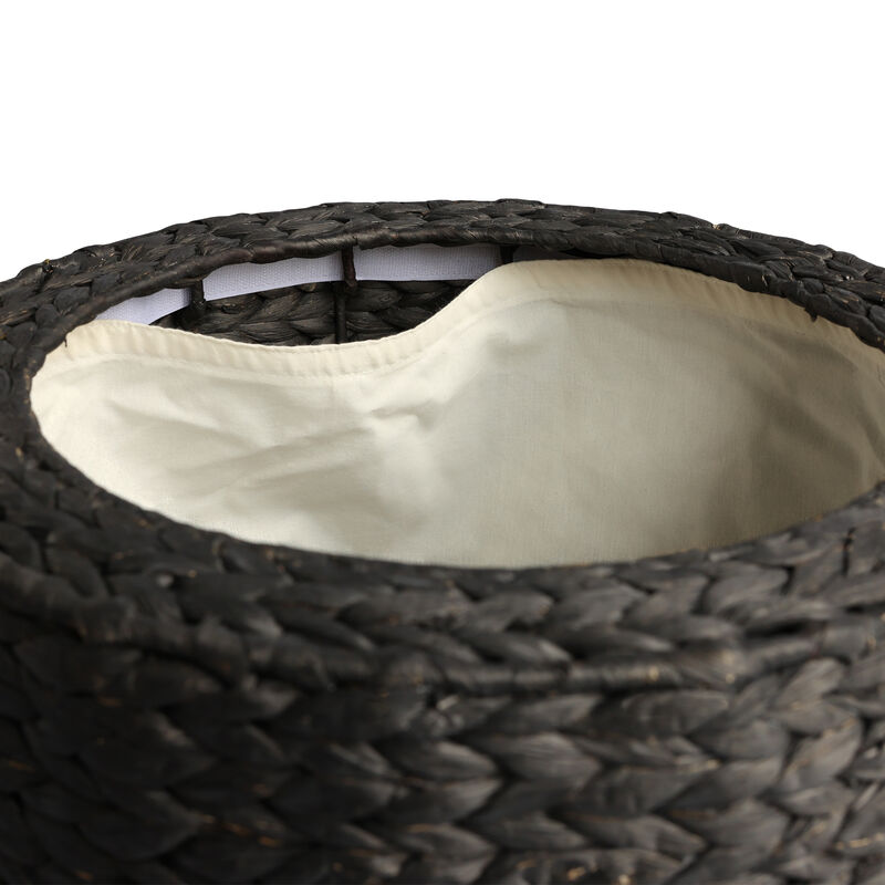 Addie 17.72" Modern Coastal Handwoven Water Hyacinth Storage Ottoman with Lid