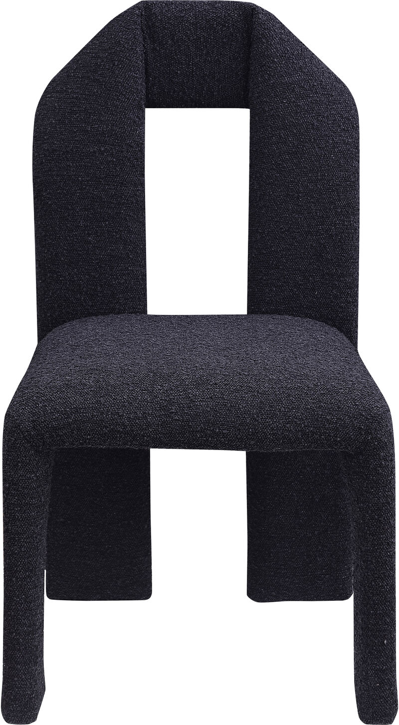 Meridian Furniture Bennett Black Boucle Fabric Dining Chair, Set of 2