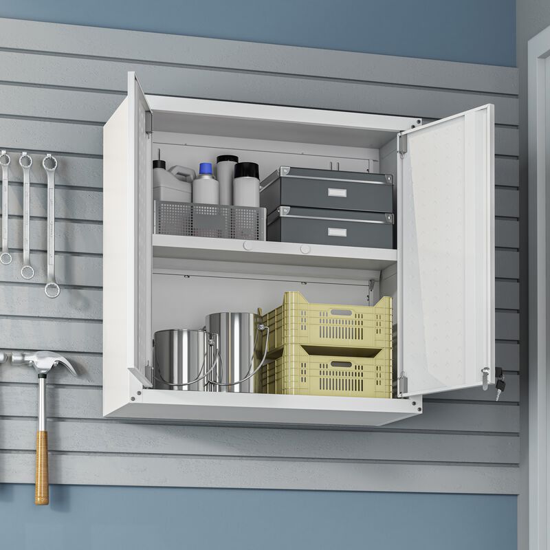 Fortress White Floating Garage Cabinet