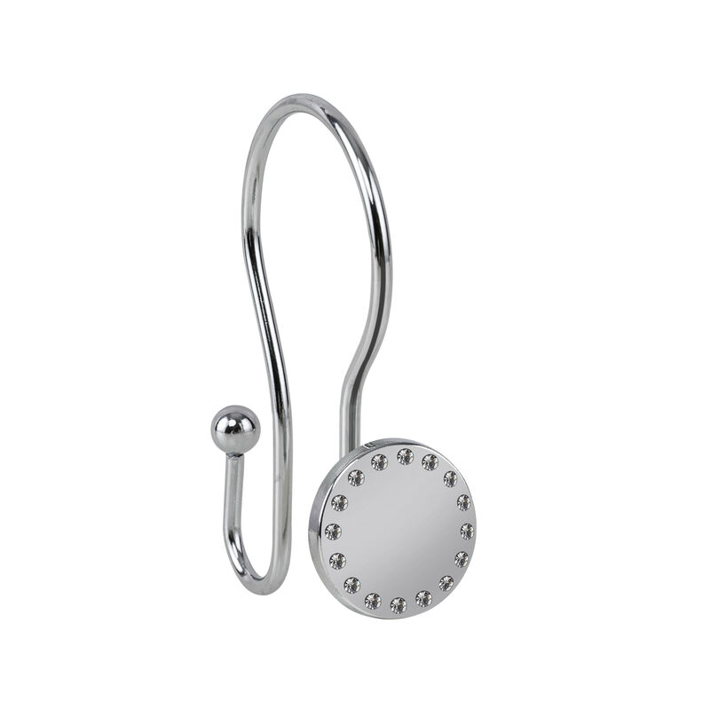 Metal Double Shower Curtain Hooks, Set of 12 image number 0