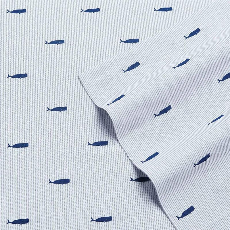 Hivvago Twin size Coastal Beach 100-Percent Cotton Navy Blue White Stripe Sheet Set