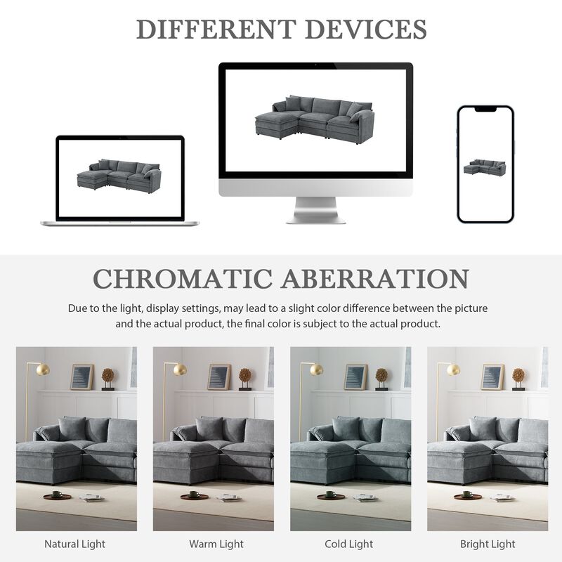 Cepbis L-Shaped Modular Cloud Sectional Sofa image number 7