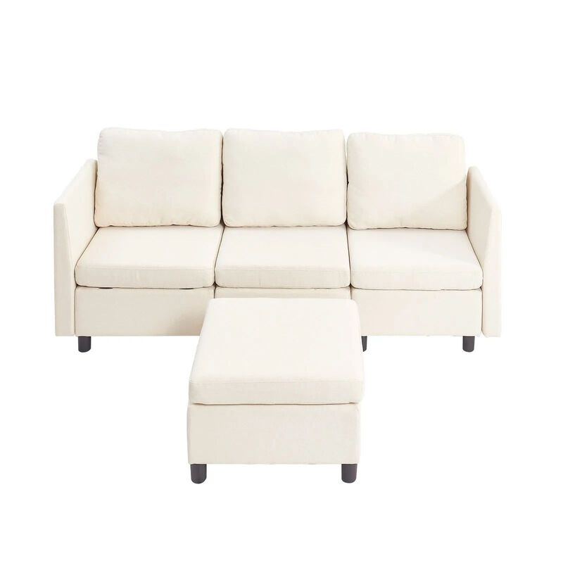 3 Seater Modular Sectional Sofa with Hidden Storage Ottoman for Living Room image number 3