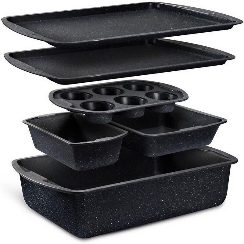 Bakken Swiss - Bakeware Set – 6 Piece – Stackable, Deluxe, Non-Stick Baking Pans for Professional and Home Cooking – Carbon Steel