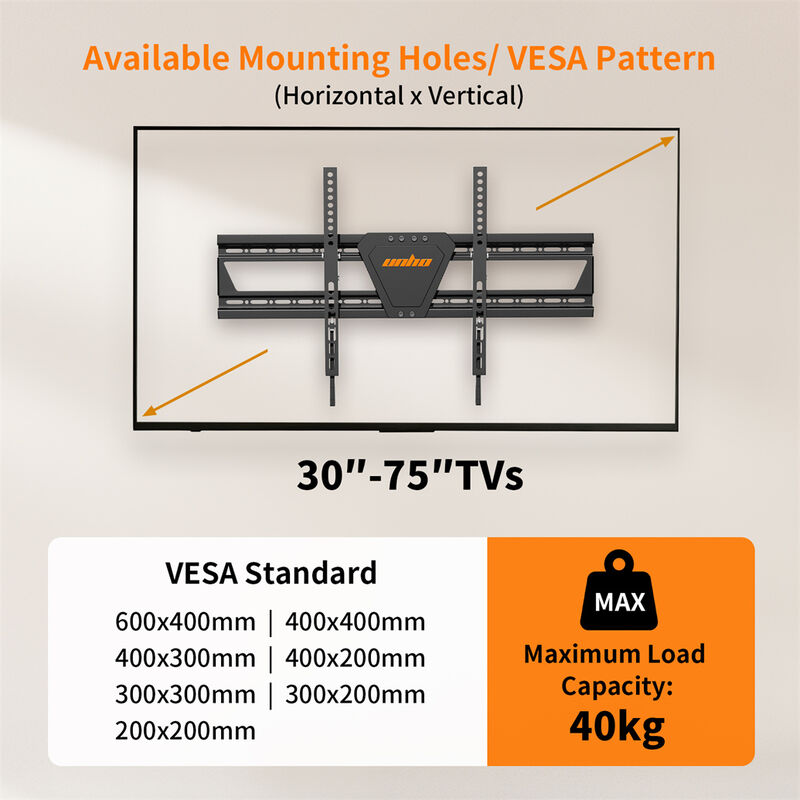 Metal Tilting TV Mount TV Wall Mount for 30-75 in TV Mount Bracket Up To 88 lbs image number 5