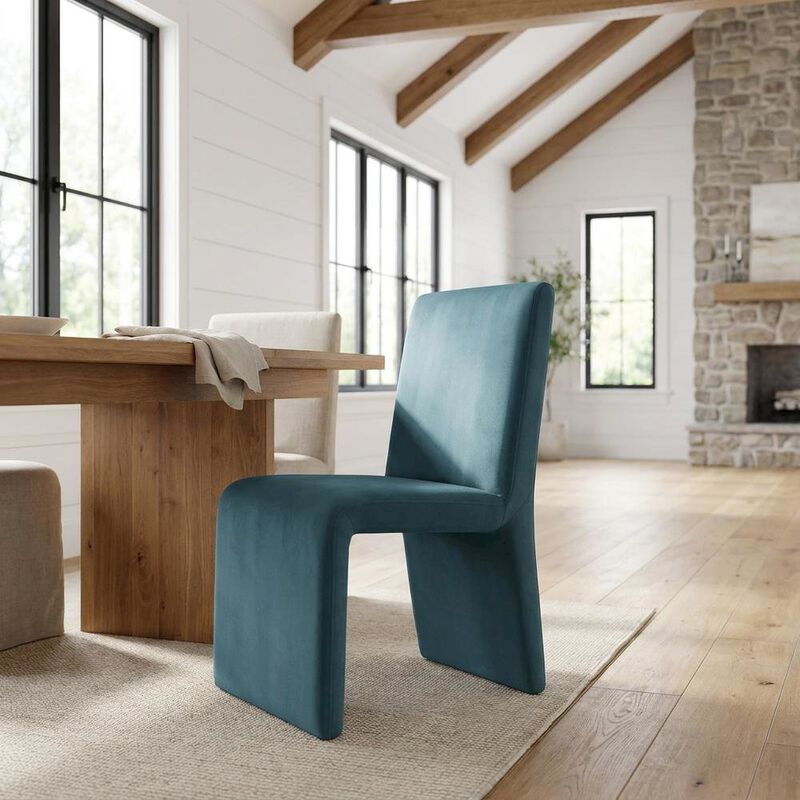 Upholstered Performance Velvet Dining Side Chair, Chocolate image number 4