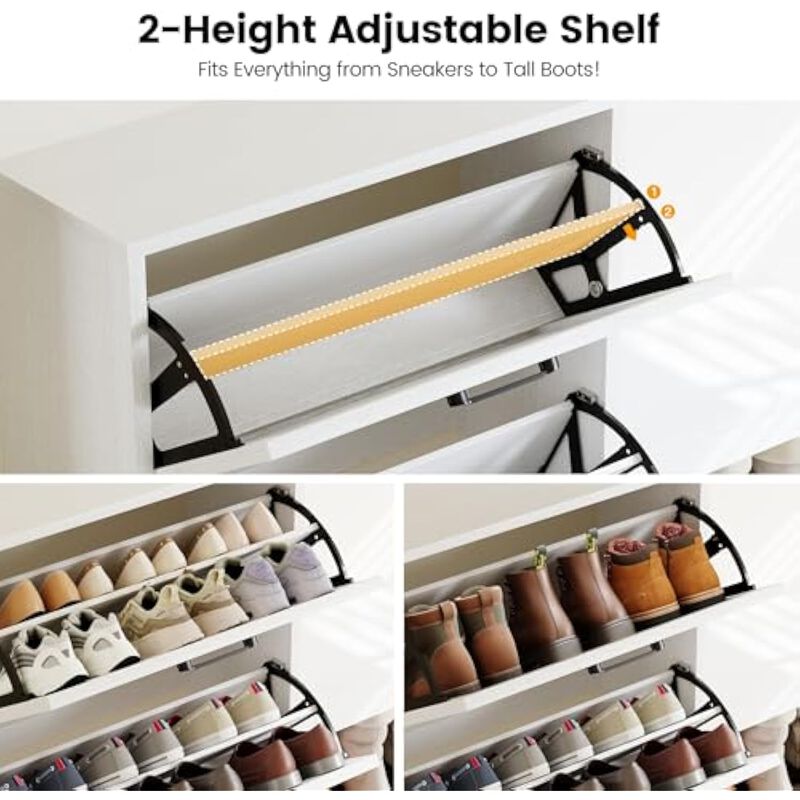 Entryway Shoe Storage Cabinet Flip Drawer Adjustable Shelves image number 3