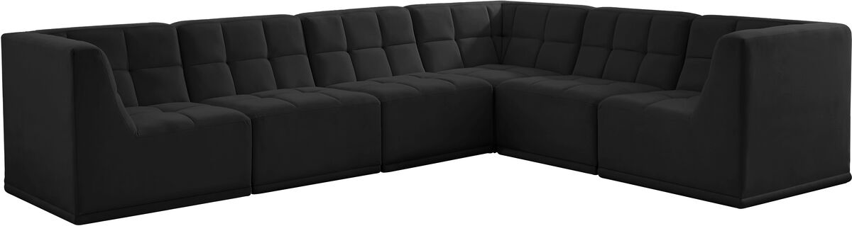 Meridian Furniture Relax Black Velvet Modular Sectional