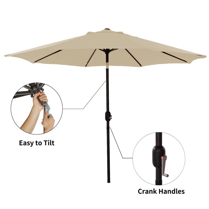 Mondawe 9ft Patio Umbrella Outdoor Umbrella Patio Market Umbrella with Push Button Tilt and Crank