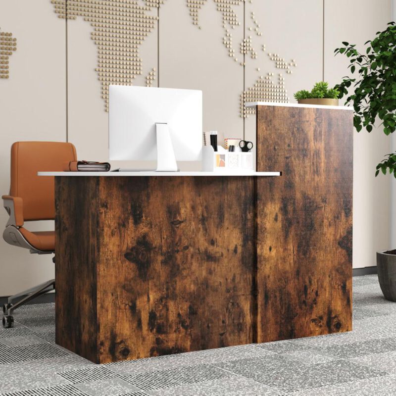 Hivvago Modern Reception Desk Front Counter Desk with Oval Tabletop