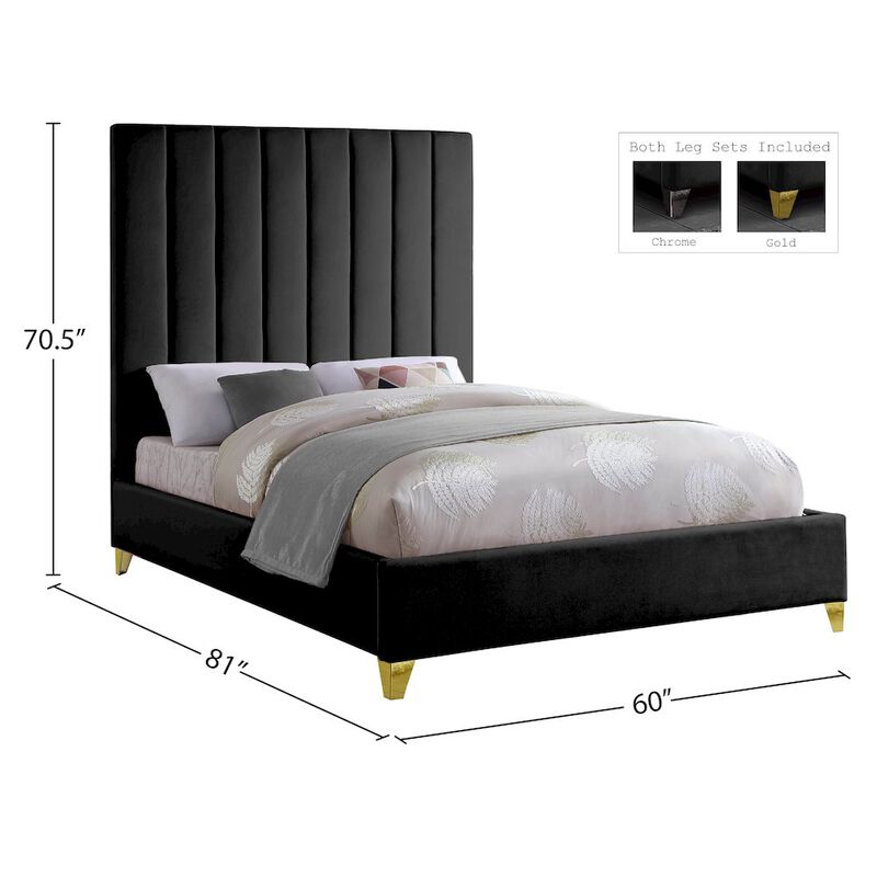 Meridian Furniture Via Black Velvet Full Bed
