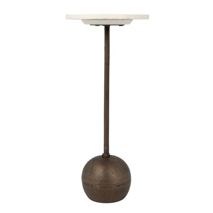 Round Marble Accent Table with Sculptural Ball Base