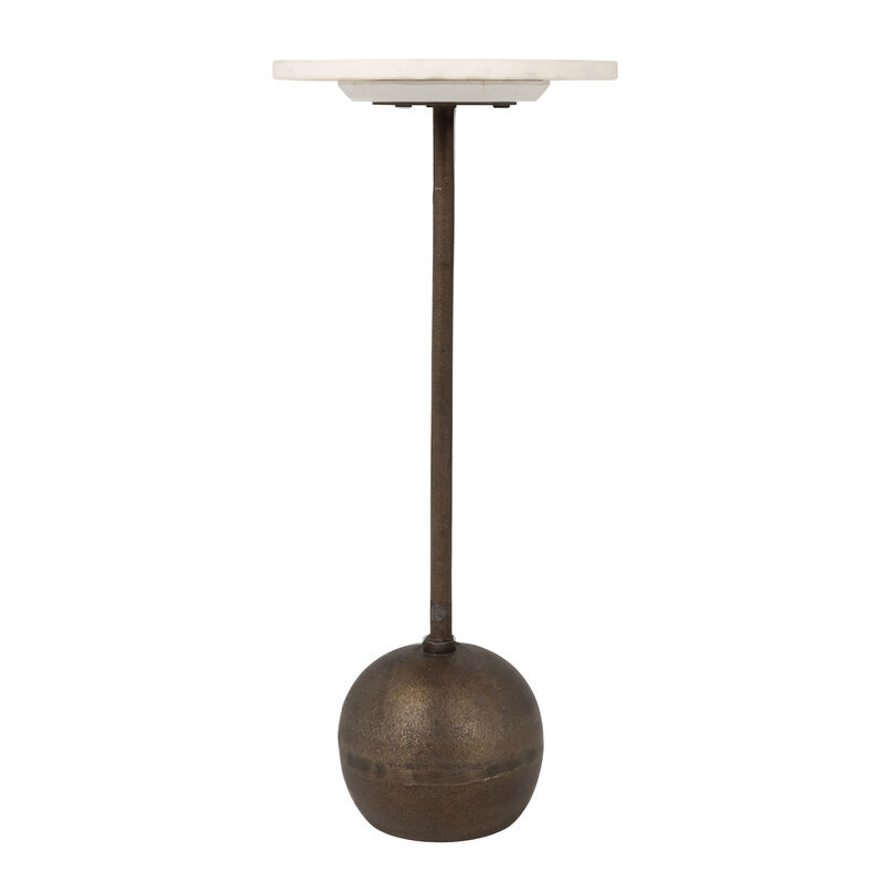 Round Marble Accent Table with Sculptural Ball Base image number 1