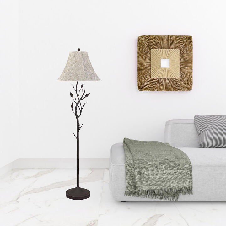 HomeRoots 62" Grey Traditional Shaped Floor Lamp With Brown Bell Shade