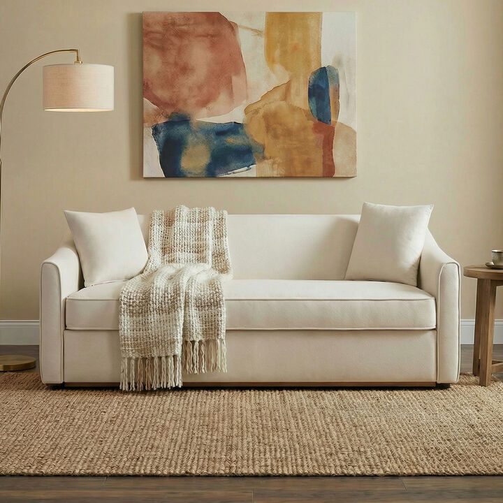 Merax Modern 3-Seater Chenille Sofa with Sculpted Wrap-Around Arms