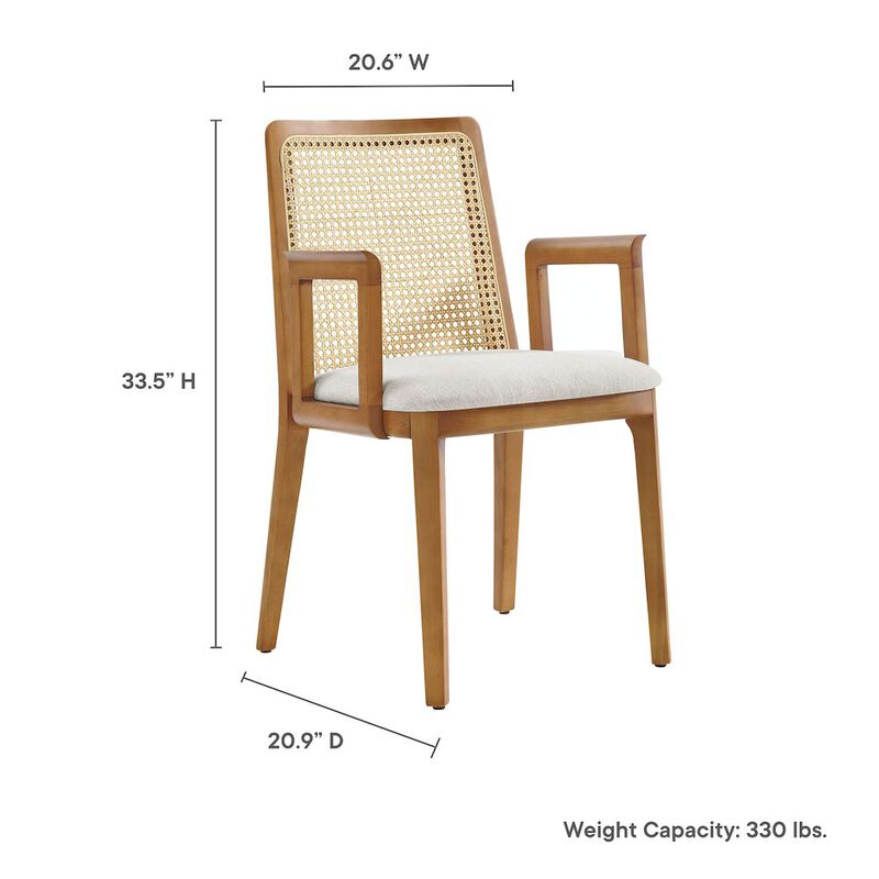 Monarch Wood and Rattan Dining Armchair image number 2