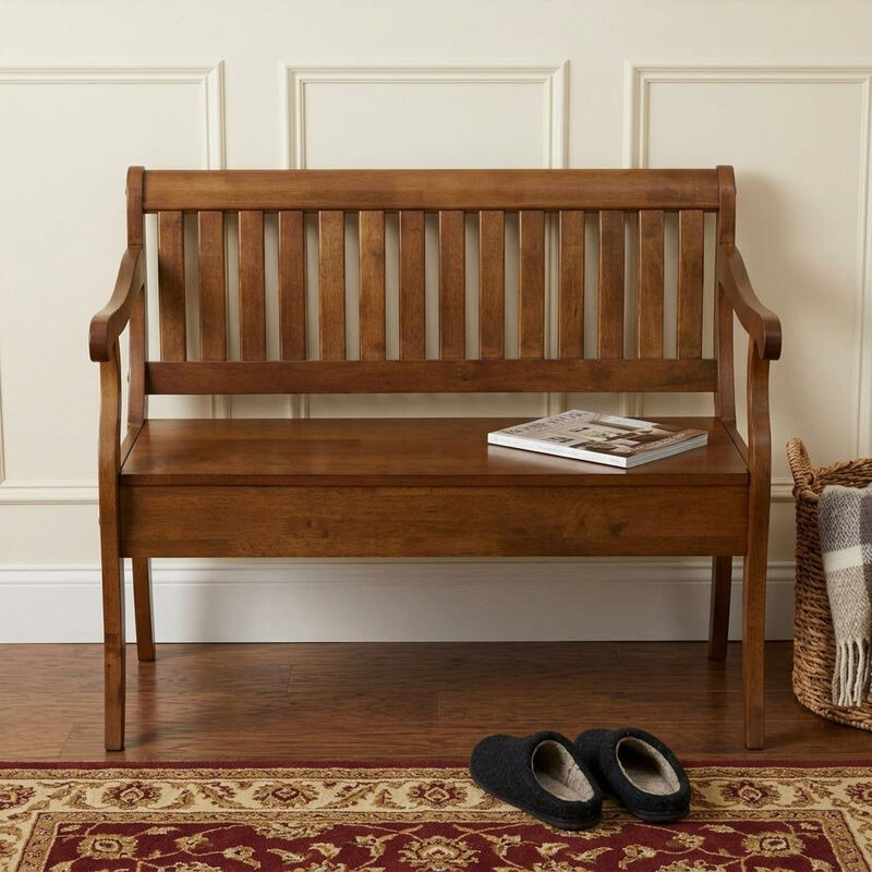 HomeRoots 42" Dark Brown Solid Wood Storage Bench With Flip Top image number 1