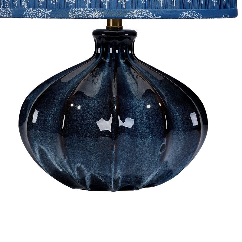 Resy Accent Table Lamp, Cotton Classic Royal Blue White Shade, 20 Inch