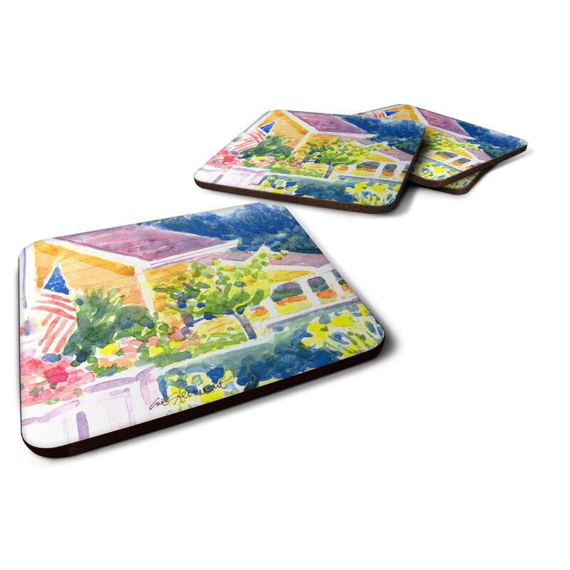Caroline's Treasures 6134FC Houses Foam Coasters (Set of 4), 3.5 H x 3.5 W, Multicolor image number 0