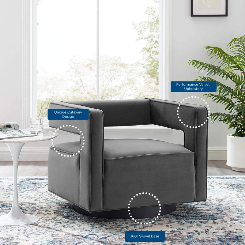 Booth Performance Velvet  Performance Velvet Swivel Armchair image number 8