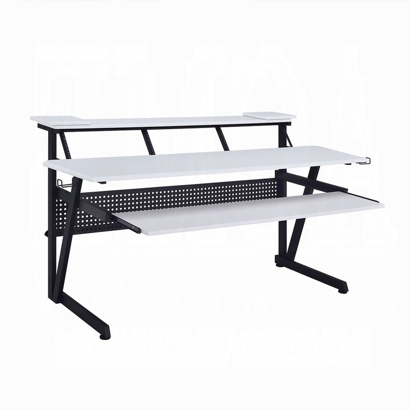 Vion 71 Inch Music Producer Desk for Computer, White, Keyboard Tray