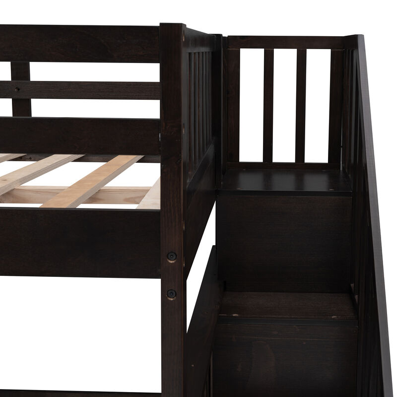 Merax Stairway Twin-Over-Twin Bunk Bed with Twin size Trundle