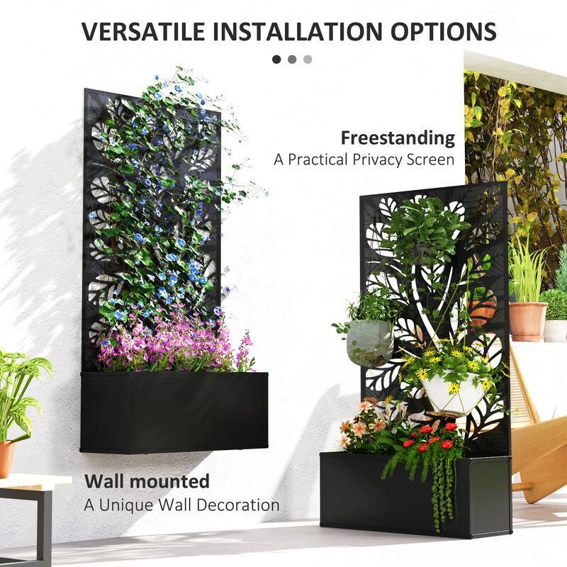 Hivvago Raised Metal Planter Box with Trellis for Climbing Plants image number 4