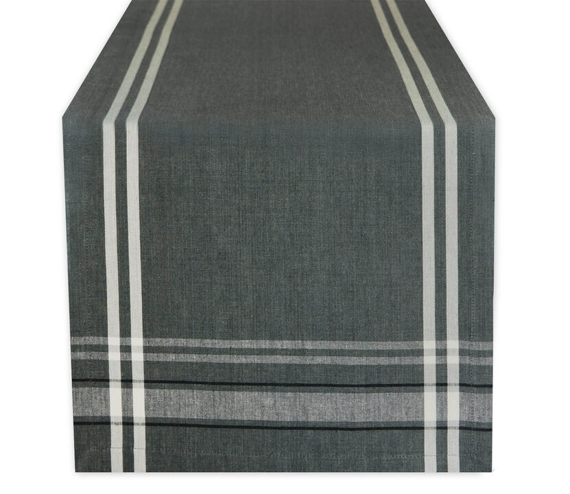 14" x 72" Gray and White French Chambray Pattern Rectangular Table Runner