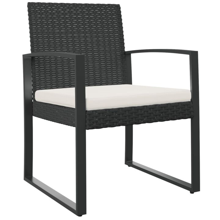 vidaXL Patio Dining Chairs 2 pcs Black PP Rattan