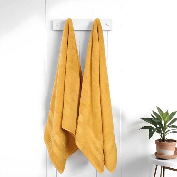 Set of 2 Zero Twist Cotton Bath Sheets Medium Weight Absorbent