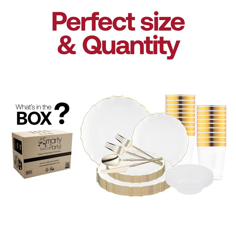 Clear with Gold Rim Round Lotus Plastic Tableware Set (120 Sets) image number 4