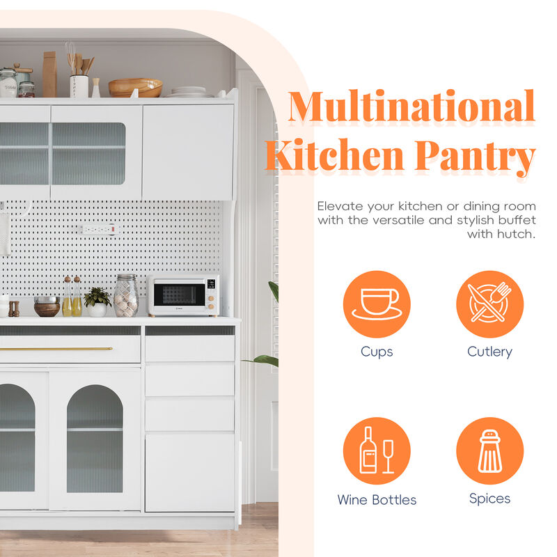 Merax Freestanding  Buffet Large Coffee Bar Storage Cabinet