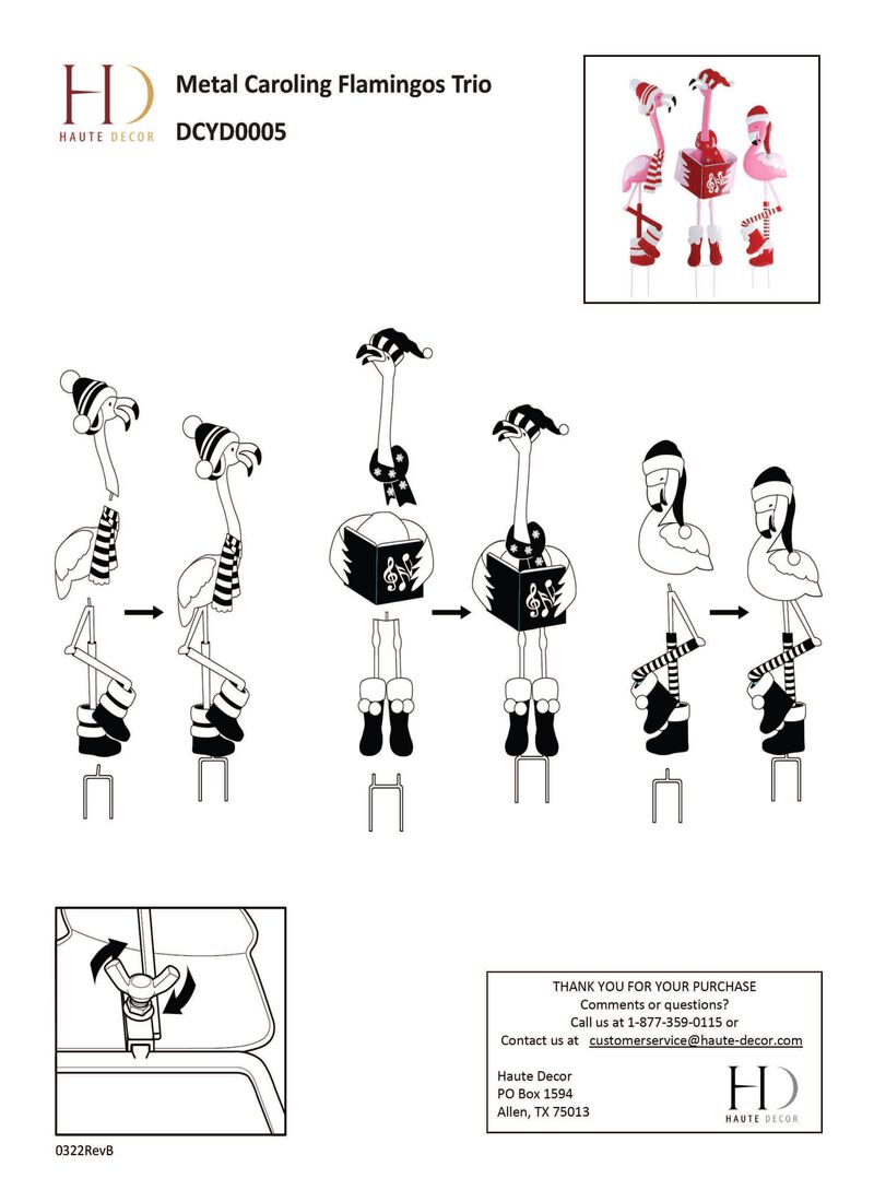 Metal Caroling Flamingos Trio Yard Decor image number 4