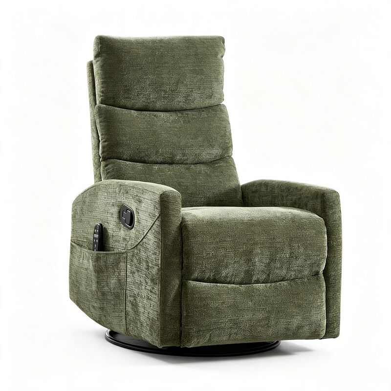 Heat Massage Manual Recliner Chair with Rocker and Swivel in Fabric image number 0