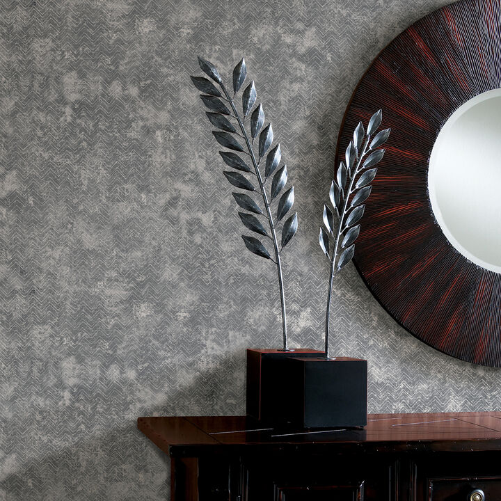 Luna Pewter Distressed Chevron Wallpaper