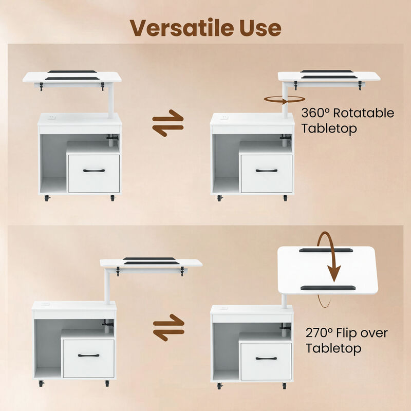 LED Nightstand with Power Outlets and Flip-Top Storage for Bedroom image number 6
