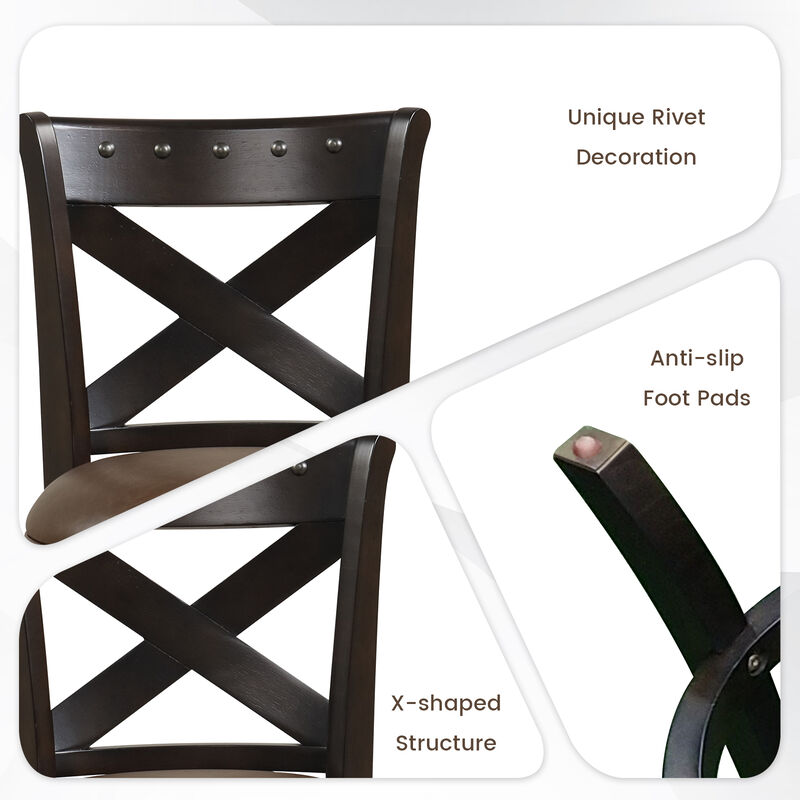 Swivel Bar Stool with Curved Backrest PU Leather Seat and Footrest