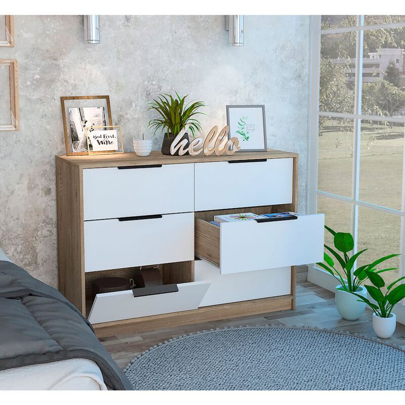 Plethoria Home 6-Drawer Rectangle Dresser Pine and White