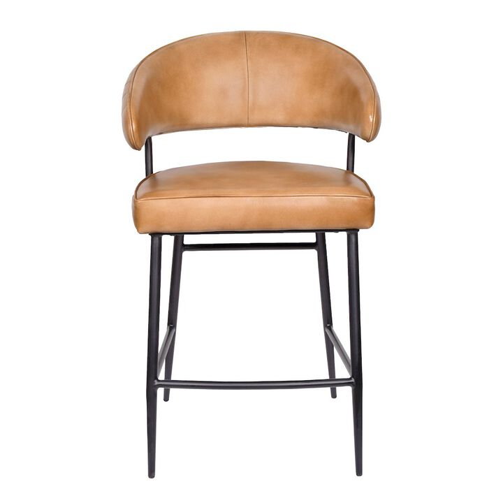 Barrett Genuine Leather Counter Chair in Caramel