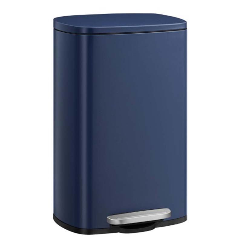 13 Gallon Step Trash Can with Hinged Lid White Kitchen Waste Bin image number 0