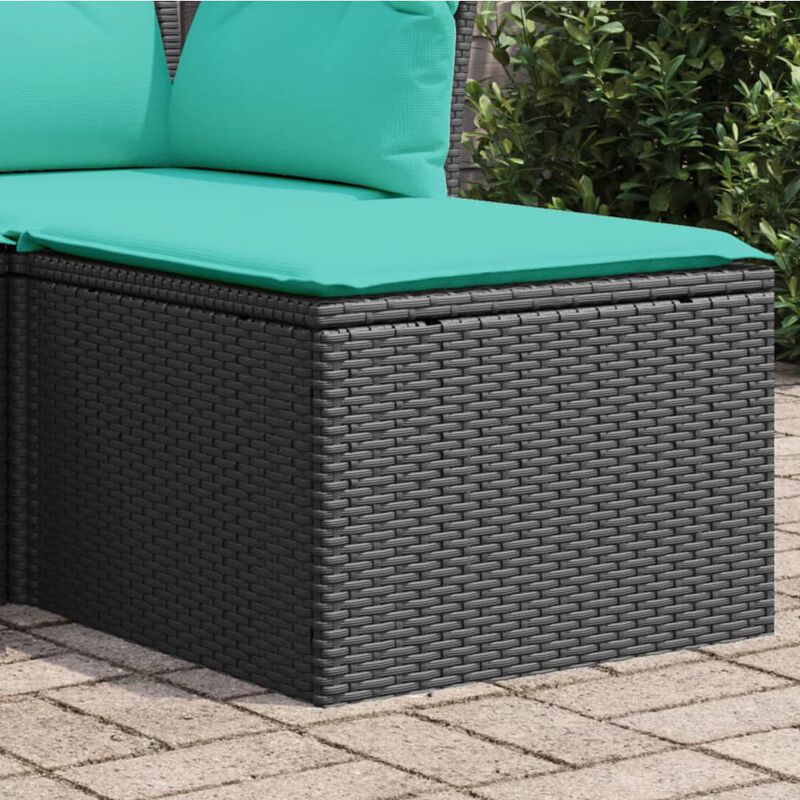 vidaXL Patio Stool with Cushion Black 21.7"x21.7"x14.6" Poly Rattan