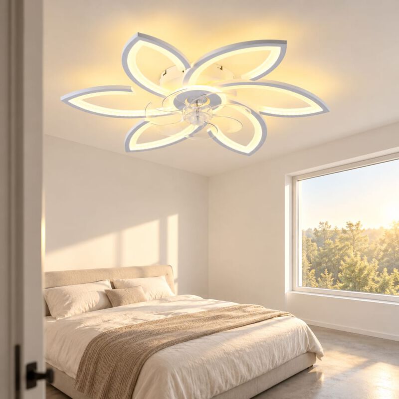 ELEMENT ACE 30-inch Low Profile Flush Mount Ceiling Fan with LED Lights and Remote Control for Kitchen Bedroom Living Room image number 2
