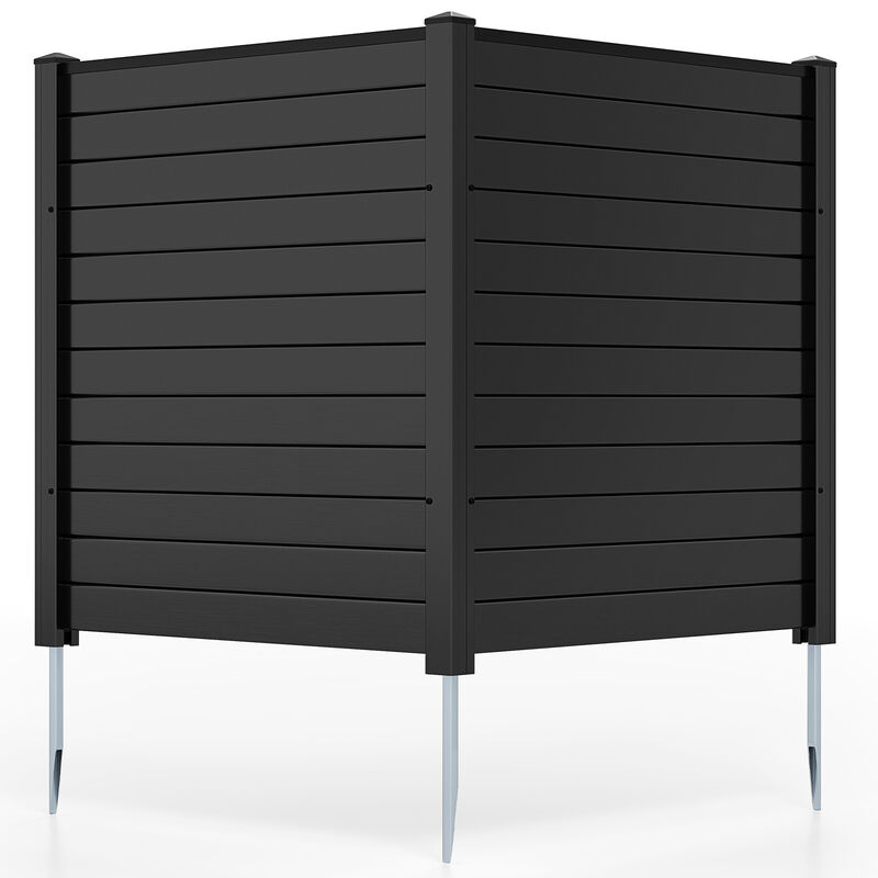 Outdoor 2-Panel Air Conditioner Fence Screen with Metal Stakes for Trash Can Hiding