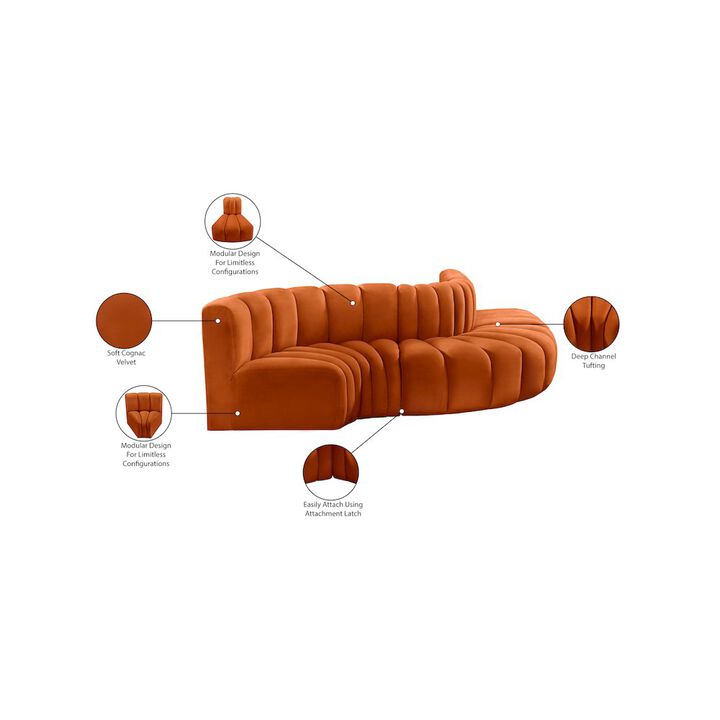 Meridian Furniture Arc Cognac Velvet Modular Sofa