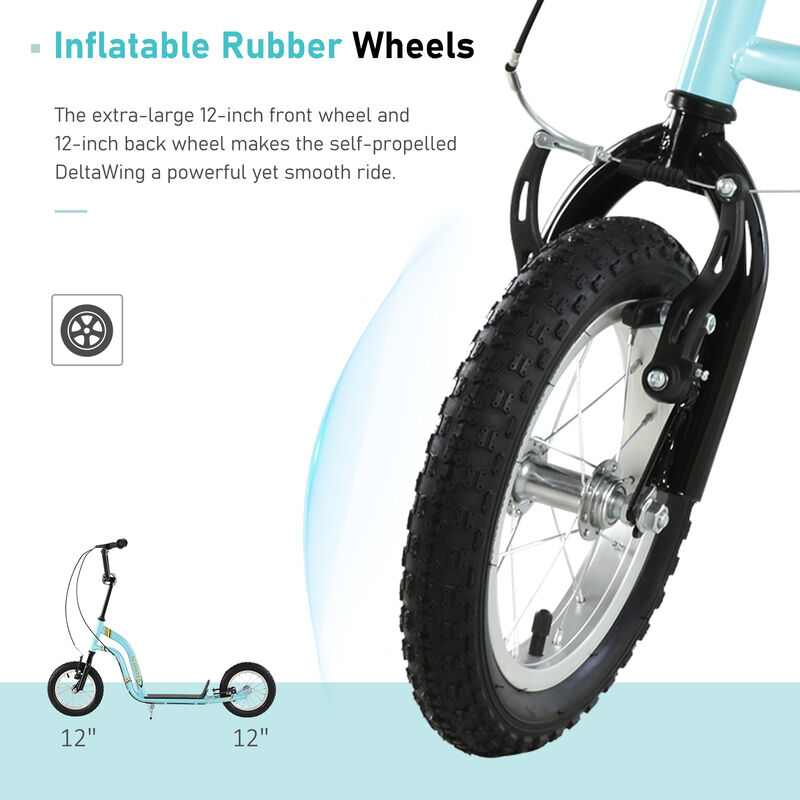 BreeBe Youth Scooter Front and Rear Caliper Dual Brakes 12-Inch Inflatable Front Wheel Ride On Toy image number 5