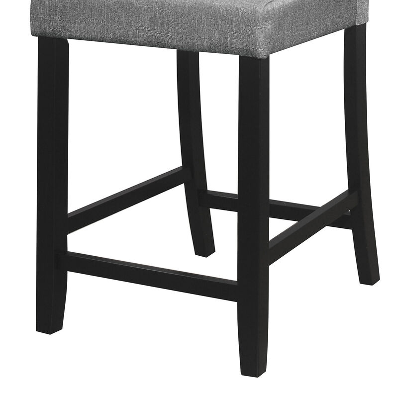 Rina 24 Inch Counter Height Chair, Gray Fabric, Black Wood, Set of 2 image number 4